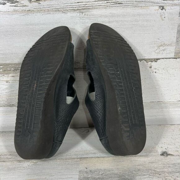Mephisto Women's Sandals Mid Heel Slip On Buckle Leather Strap Black Size 9 - Picture 6 of 7
